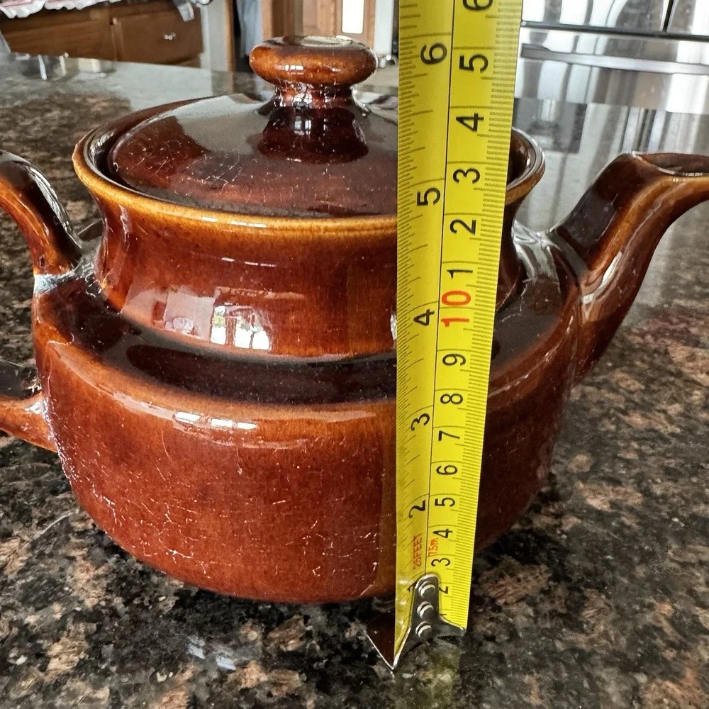 Vintage USA Brown Heavy Stoneware 6 Cup Tea or Coffee Pot